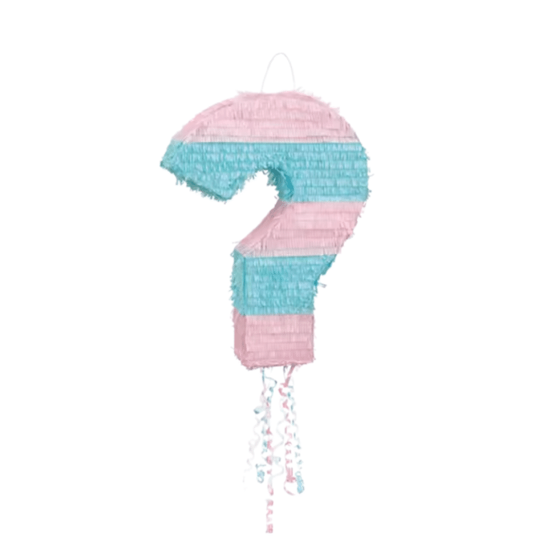 Gender Reveal Pinata [Question Mark] – Pink & Blue Stripes