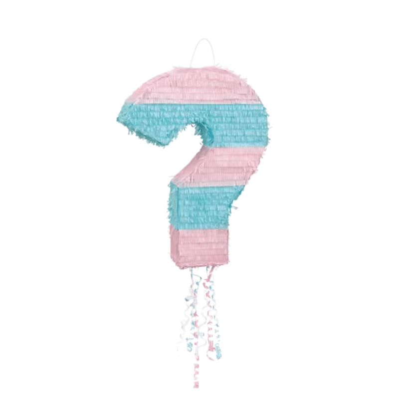 Gender Reveal Pinata [Question Mark] – Pink & Blue Stripes