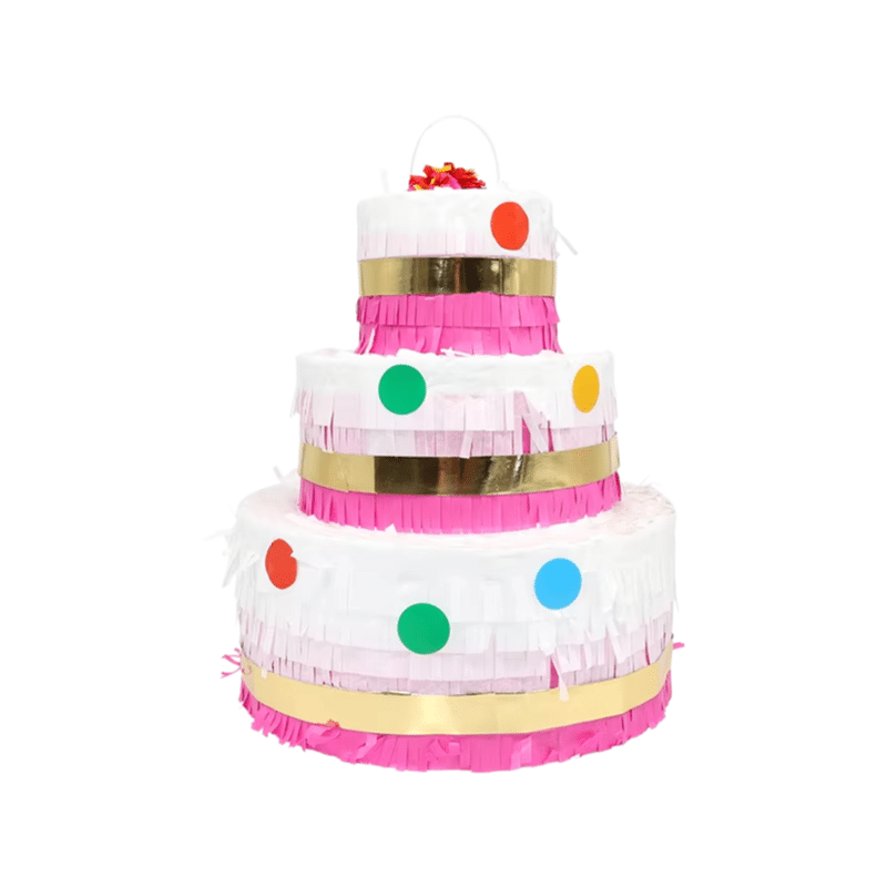 3-Tier Birthday Cake Pinata – Large 50cm Size – Gold Accents