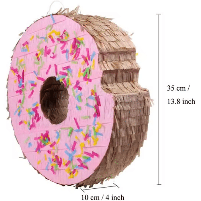 “Bitten” Donut Pinata Set [With Stick & Mask] – Pink Sprinkles – 35cm