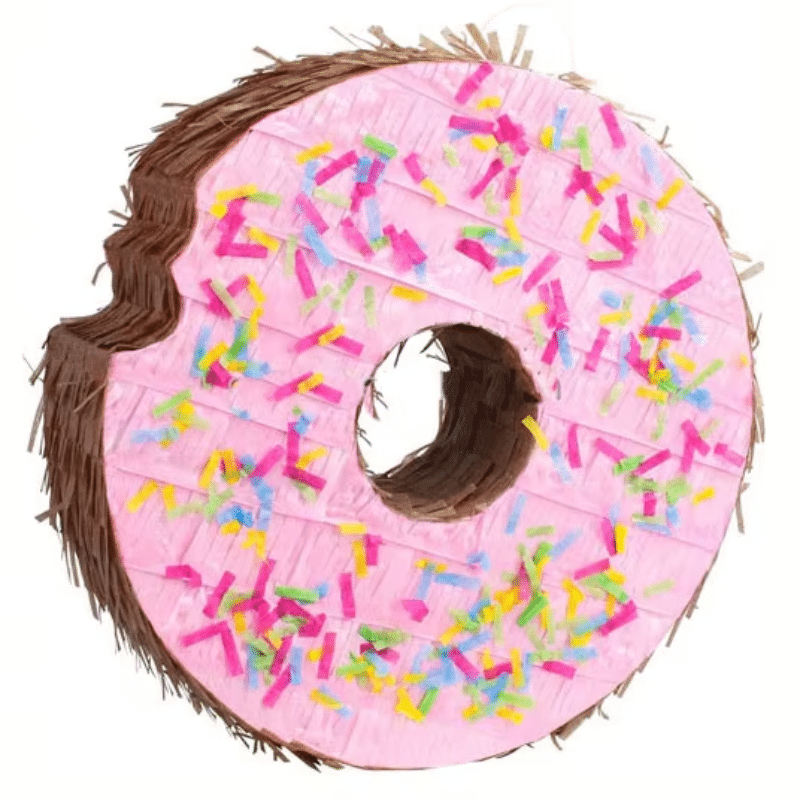 “Bitten” Donut Pinata Set [With Stick & Mask] – Pink Sprinkles – 35cm