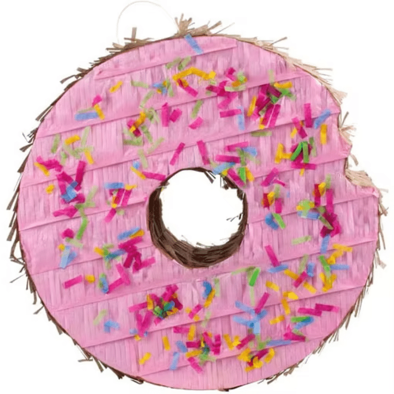“Bitten” Donut Pinata Set [With Stick & Mask] – Pink Sprinkles – 35cm