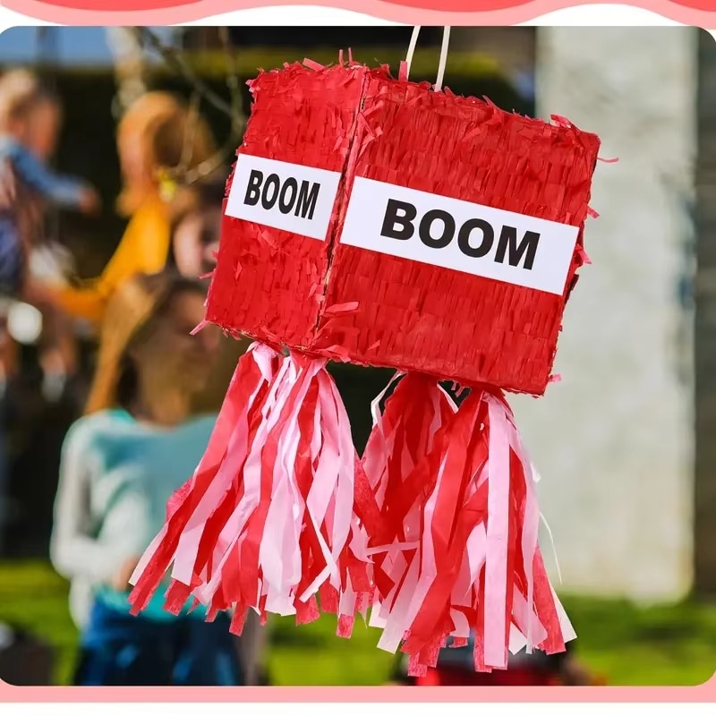 Boom Block Pinata Set Red Cube for Pixel Game Party High Capacity