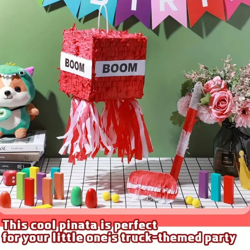 Boom Block Pinata Set Red Cube for Pixel Game Party High Capacity