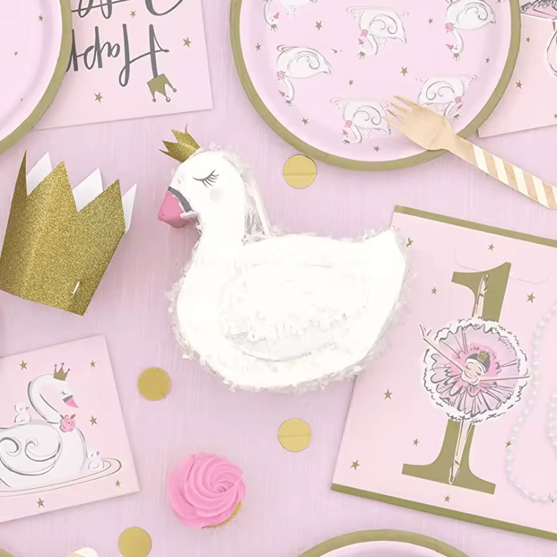 Elegant Swan [3D Pinata] – Gold Crown Princess Theme