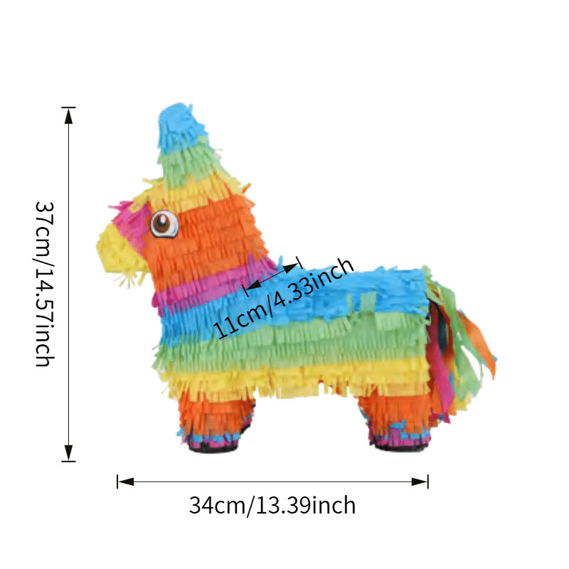 Medium Rainbow Donkey Pinata – 14.5-Inch (37cm) Traditional Shape