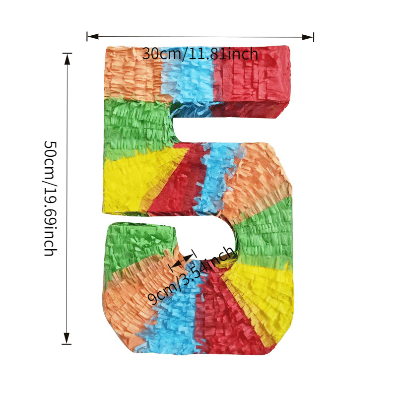 Number 5 Pinata [Rainbow Color] – “High Five” Birthday Theme – 50cm Tall