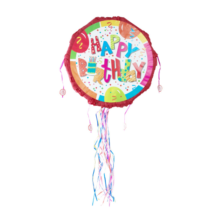 Round Pull-String Pinata [Happy Birthday] – Safe for Toddlers