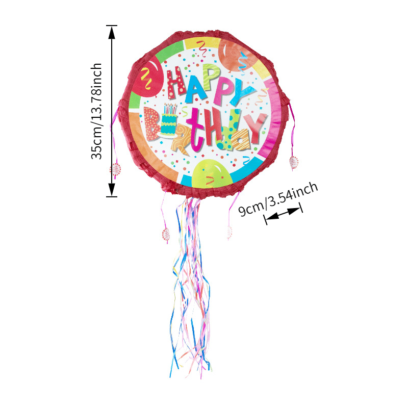 Round Pull-String Pinata [Happy Birthday] – Safe for Toddlers