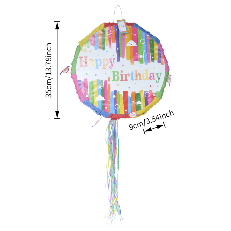 Round Pull-String Pinata [Happy Birthday] – Safe for Toddlers – PIN-00427