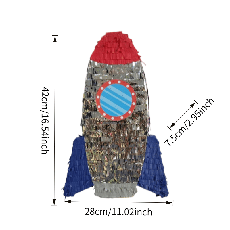 Silver Rocket Pinata – “Two the Moon” Theme – Outer Space Party
