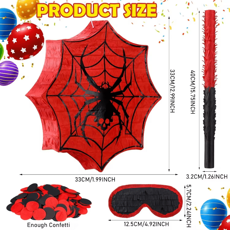 Spider Hero Birthday Pinata Set [Includes Bat & Mask] – Red Web Design