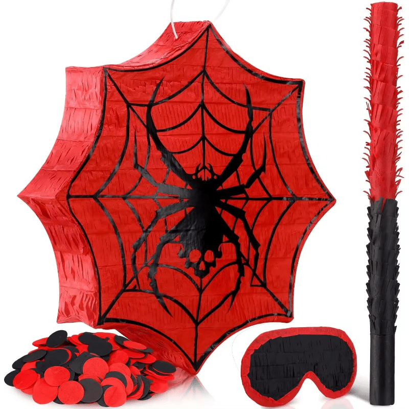 Spider Hero Birthday Pinata Set [Includes Bat & Mask] – Red Web Design