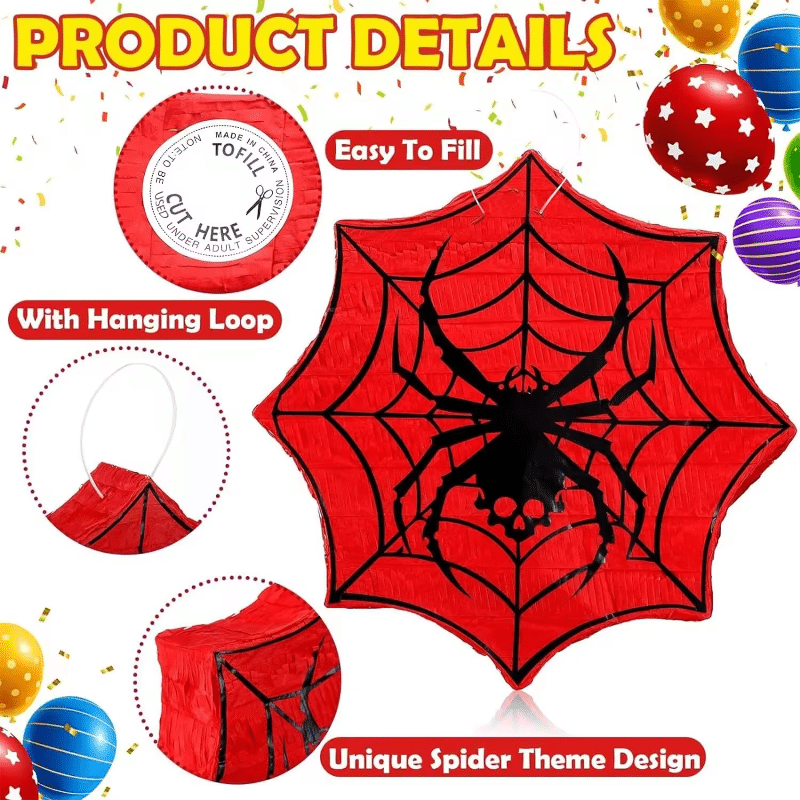 Spider Hero Birthday Pinata Set [Includes Bat & Mask] – Red Web Design