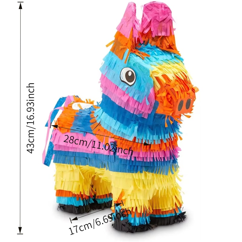 Traditional Donkey [17 Inch 3D Shape] Pinata – Rainbow Colors