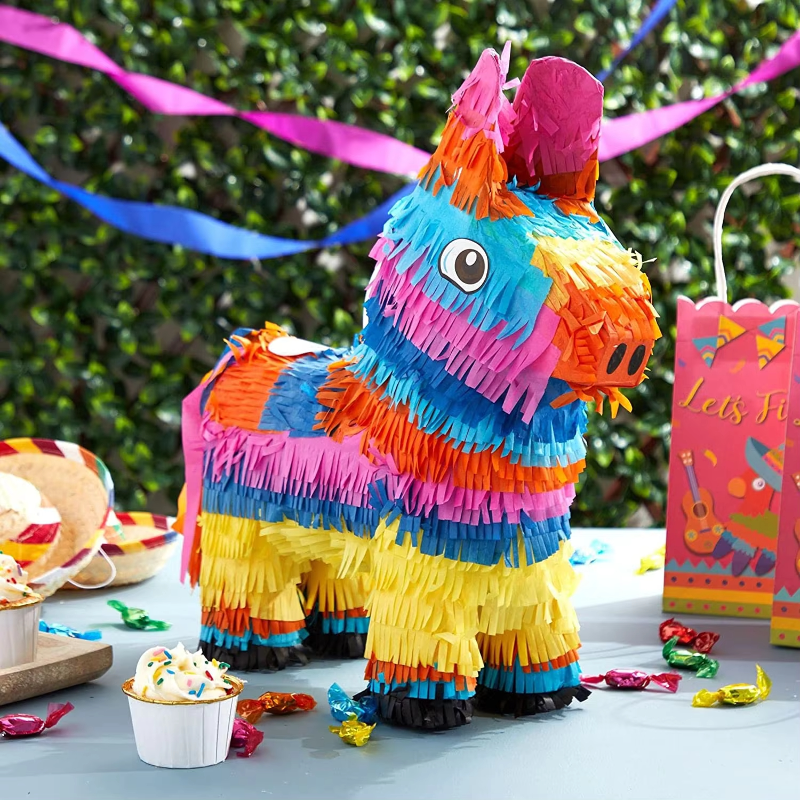 Traditional Donkey [17 Inch 3D Shape] Pinata – Rainbow Colors