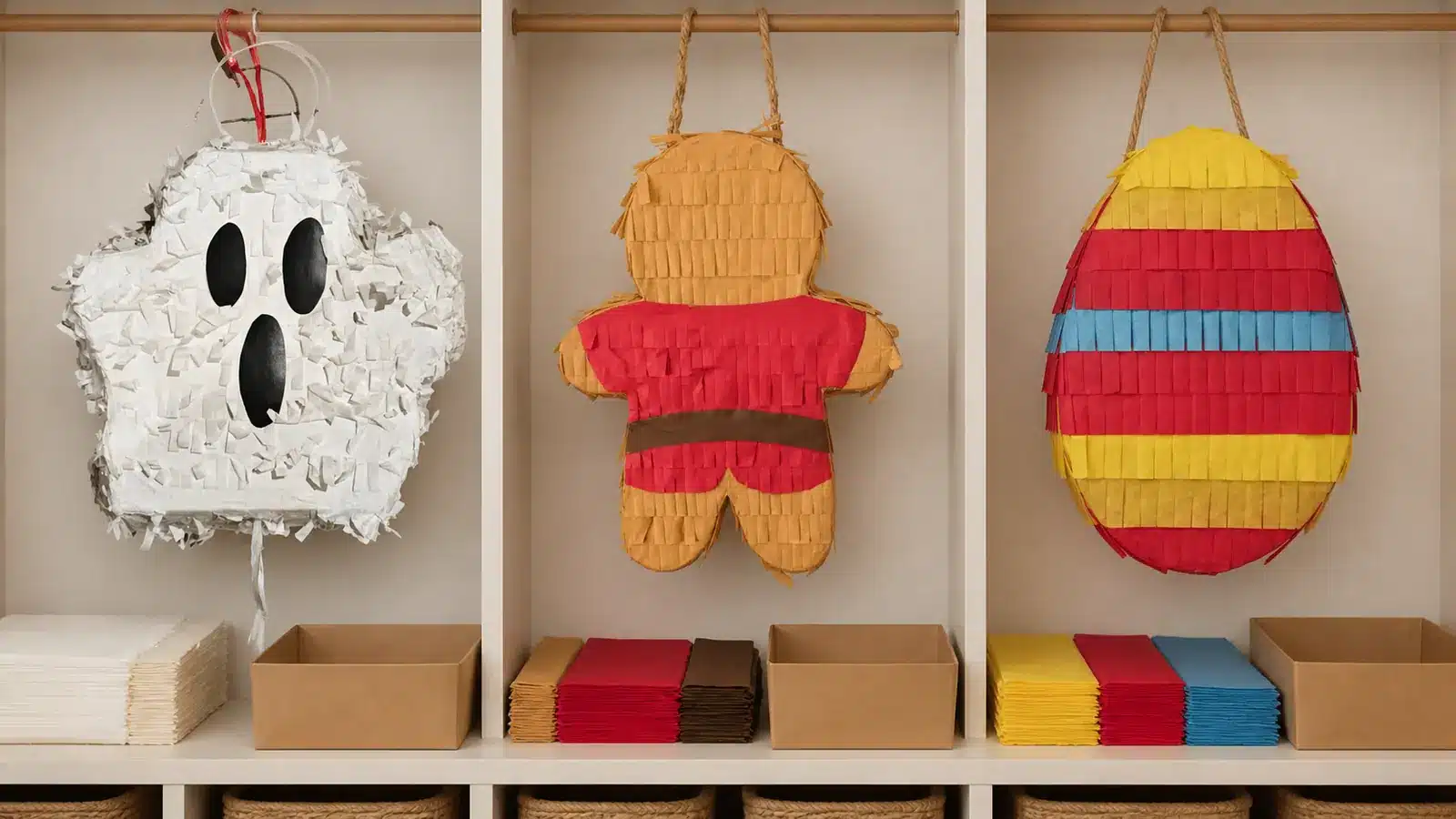 Seasonal pinata assortment for Halloween Christmas and birthday programs