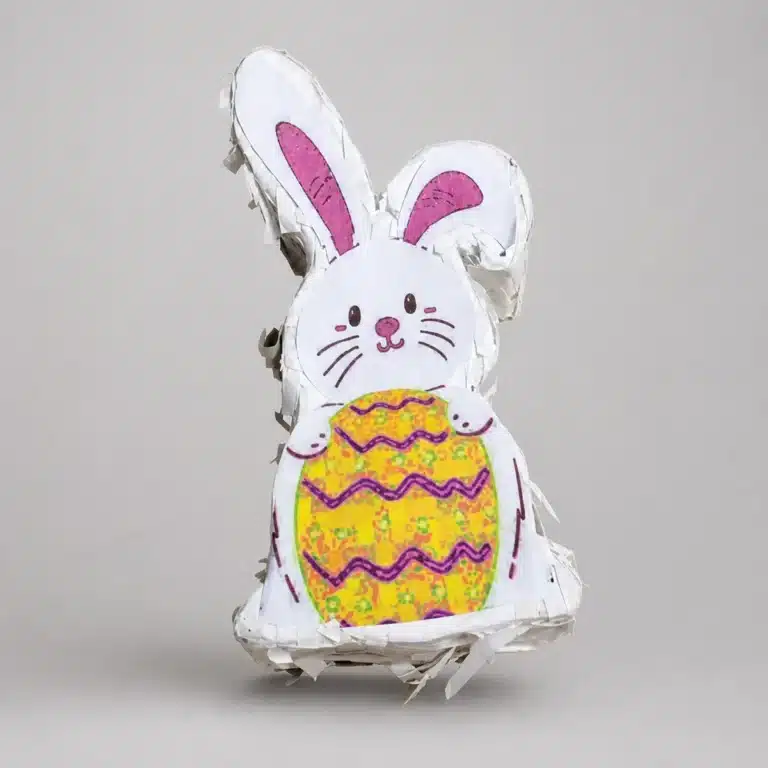 Mini White Bunny Pinata – Holding Easter Egg – Spring