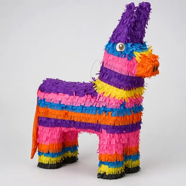 Large Vibrant Donkey Pinata – Purple & Pink Design – 22-Inch Fiesta Prop